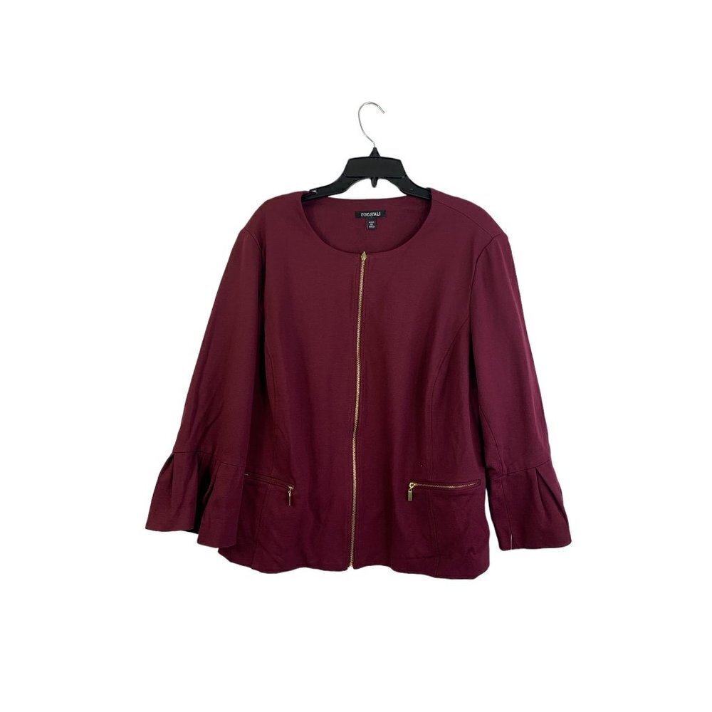 Roz & Ali Women's Burgundy Casual Jacket